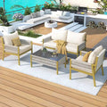 4-Piece Rope Patio Furniture Set, Outdoor Furniture with Table, Patio Conversation Set Deep Seating for Balcony