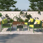 4-Piece Rope Patio Furniture Set, Outdoor Furniture with Table, Patio Conversation Set Deep Seating for Balcony