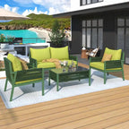 4-Piece Rope Patio Furniture Set, Outdoor Furniture with Table, Patio Conversation Set Deep Seating for Balcony