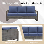 All-Weather Wicker Sofa with Ottoman - Grey
