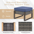 All-Weather Wicker Sofa with Ottoman - Grey