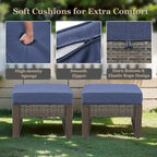 All-Weather Wicker Sofa with Ottoman - Grey