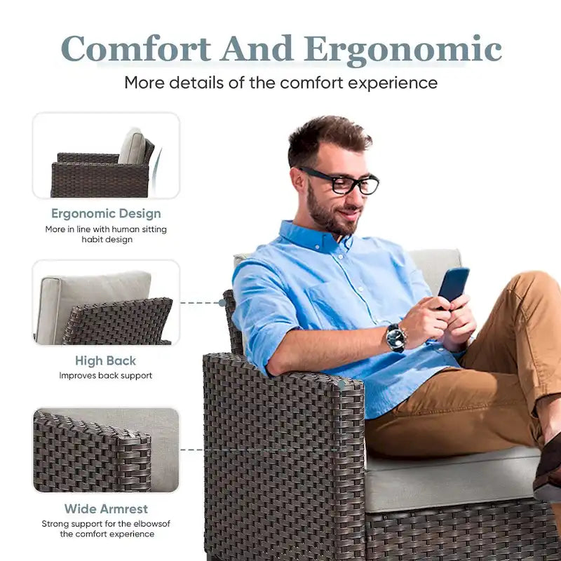 Outdoor Swivel Patio Chair 360¡ã Rotating Chair - Brown