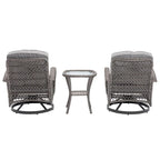 3 Pieces Outdoor Swivel Rocker Patio Chairs,Set with Thickened Cushions and Glass Coffee Table for Backyard