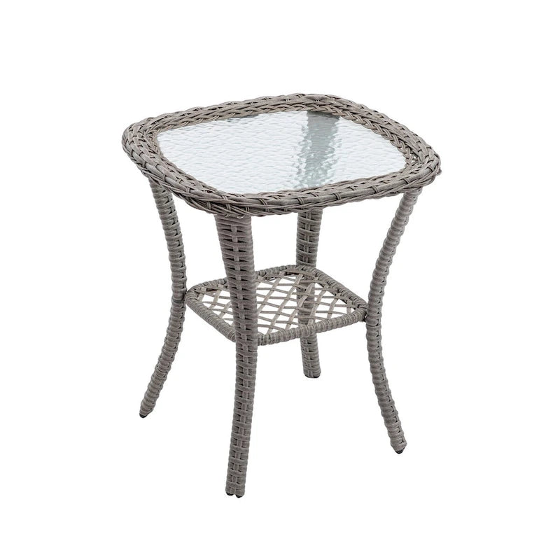 3 Pieces Outdoor Swivel Rocker Patio Chairs,Set with Thickened Cushions and Glass Coffee Table for Backyard