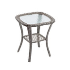 3 Pieces Outdoor Swivel Rocker Patio Chairs,Set with Thickened Cushions and Glass Coffee Table for Backyard