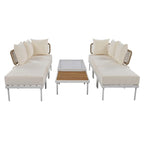 8-Piece Patio Sectional Sofa Set with Tempered Glass Coffee Table