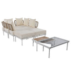 8-Piece Patio Sectional Sofa Set with Tempered Glass Coffee Table