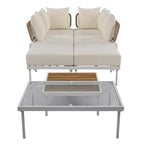 8-Piece Patio Sectional Sofa Set with Tempered Glass Coffee Table