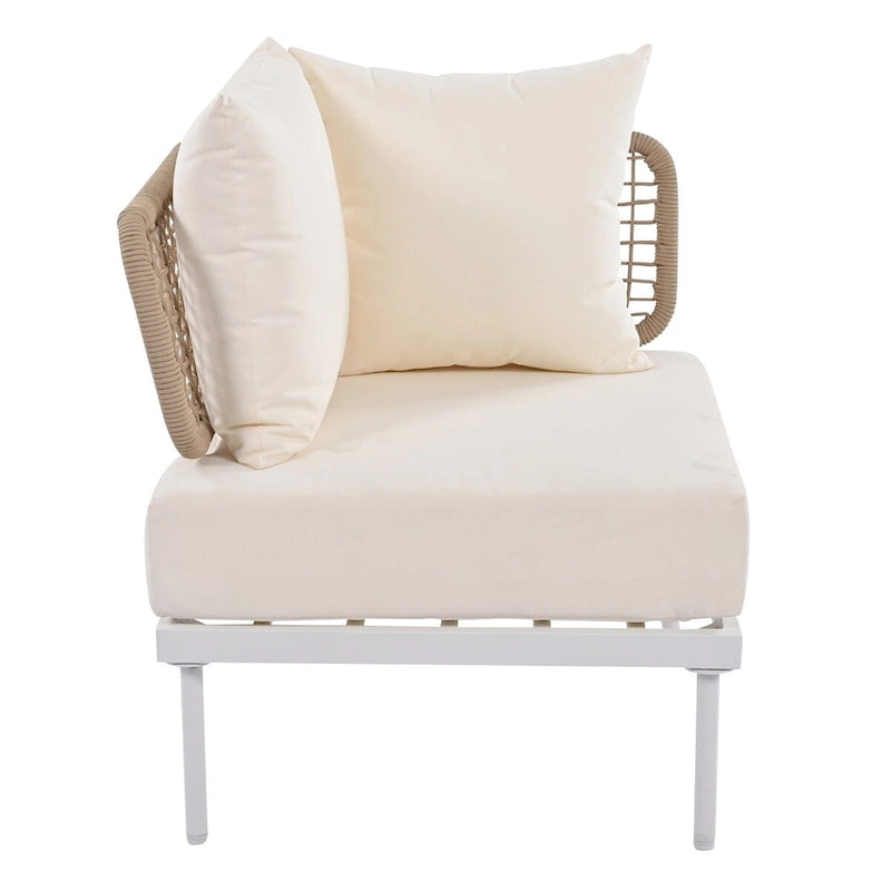 8-Piece Patio Sectional Sofa Set with Tempered Glass Coffee Table