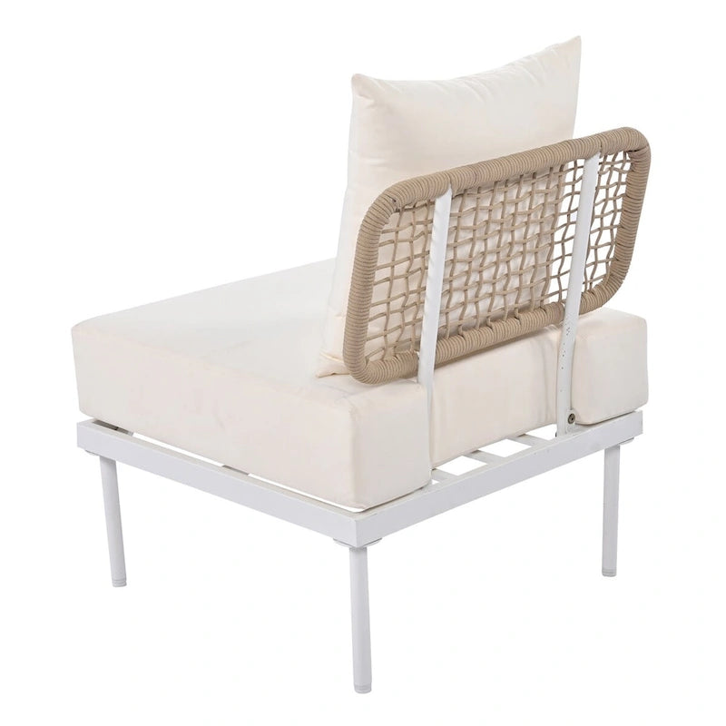 8-Piece Patio Sectional Sofa Set with Tempered Glass Coffee Table