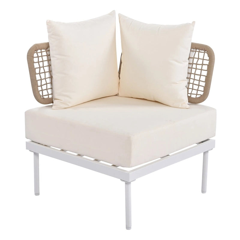 8-Piece Patio Sectional Sofa Set with Tempered Glass Coffee Table