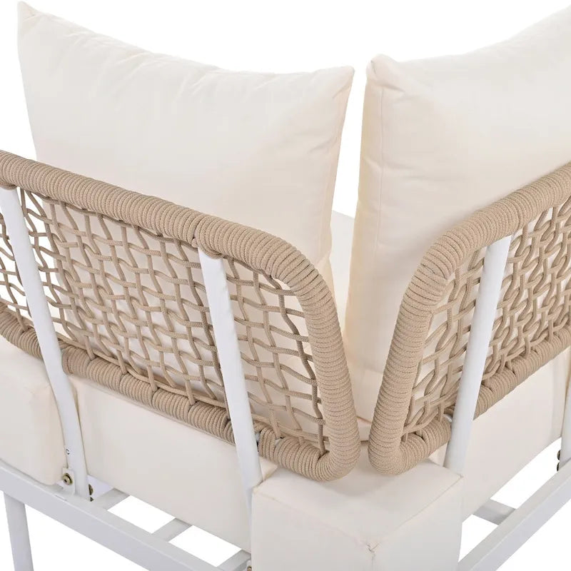 8-Piece Patio Sectional Sofa Set with Tempered Glass Coffee Table