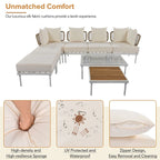 8-Piece Patio Sectional Sofa Set with Tempered Glass Coffee Table