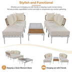 8-Piece Patio Sectional Sofa Set with Tempered Glass Coffee Table