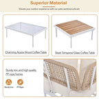 8-Piece Patio Sectional Sofa Set with Tempered Glass Coffee Table