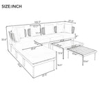 8-Piece Patio Sectional Sofa Set with Tempered Glass Coffee Table