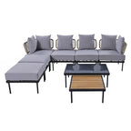 8-Piece Patio Sectional Sofa Set with Tempered Glass Coffee Table