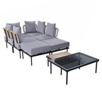 8-Piece Patio Sectional Sofa Set with Tempered Glass Coffee Table