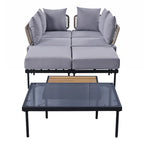 8-Piece Patio Sectional Sofa Set with Tempered Glass Coffee Table