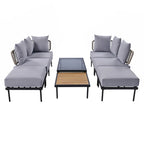 8-Piece Patio Sectional Sofa Set with Tempered Glass Coffee Table