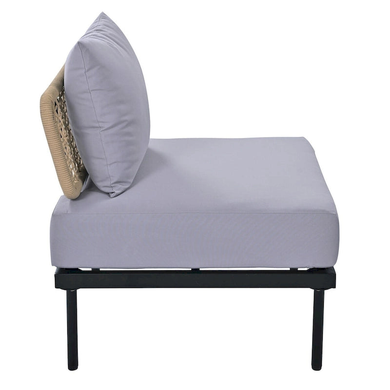 8-Piece Patio Sectional Sofa Set with Tempered Glass Coffee Table