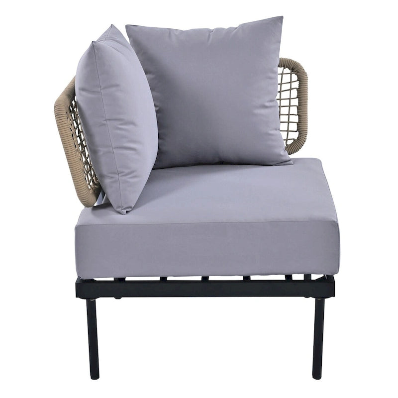 8-Piece Patio Sectional Sofa Set with Tempered Glass Coffee Table