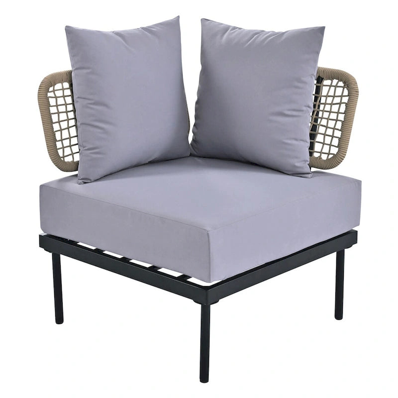 8-Piece Patio Sectional Sofa Set with Tempered Glass Coffee Table