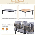 8-Piece Patio Sectional Sofa Set with Tempered Glass Coffee Table