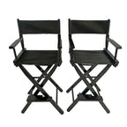 Outdoor Camping Folding Chair with Black Frame and Black Canvas,Set of 2