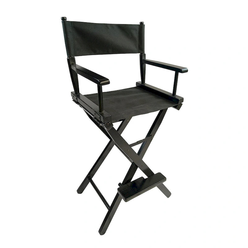 Outdoor Camping Folding Chair with Black Frame and Black Canvas,Set of 2
