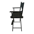 Outdoor Camping Folding Chair with Black Frame and Black Canvas,Set of 2