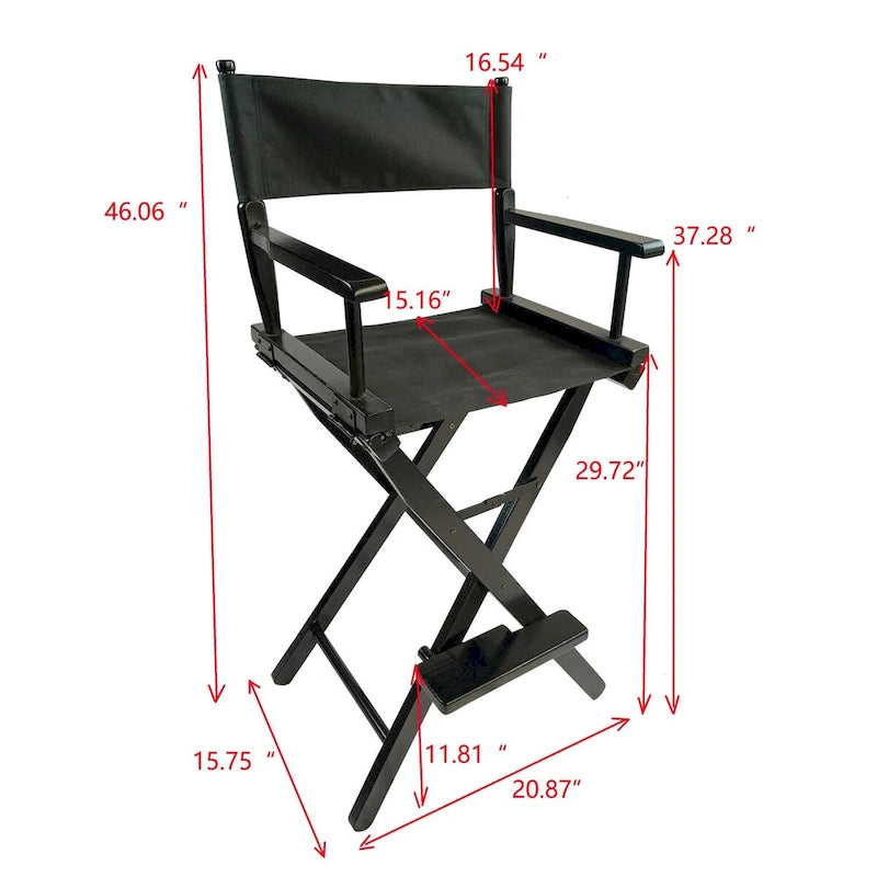 Outdoor Camping Folding Chair with Black Frame and Black Canvas,Set of 2