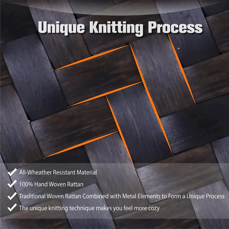 MAISON ARTS 3-piece Patio Bistro Set, 2 Rattan Chairs with Cushions and 1 Metal Side Table