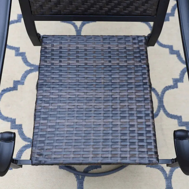 MAISON ARTS 3-piece Patio Bistro Set, 2 Rattan Chairs with Cushions and 1 Metal Side Table