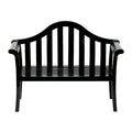 Achla Designs 4.4FT Black Wooden Indoor/Outdoor Camelback Bench, Home Patio Garden Deck Seating