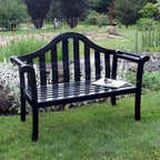 Achla Designs 4.4FT Black Wooden Indoor/Outdoor Camelback Bench, Home Patio Garden Deck Seating