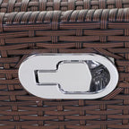 Wicker Rocking Chair, Patio Recliner with Adjustment Backrest, Lounge Chair with Adjustable Footrest and Cushions