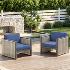 Outdoor Arm Chair with Cushion - Blue