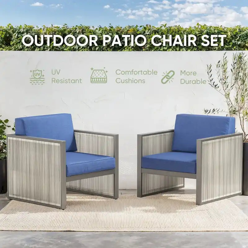 Outdoor Arm Chair with Cushion - Blue