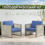 Outdoor Arm Chair with Cushion - Blue