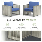 Outdoor Arm Chair with Cushion - Blue