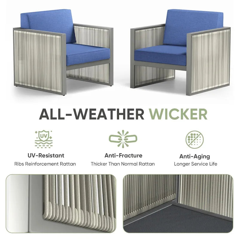 Outdoor Arm Chair with Cushion - Blue