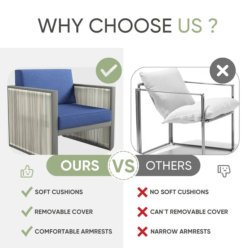 Outdoor Arm Chair with Cushion - Blue