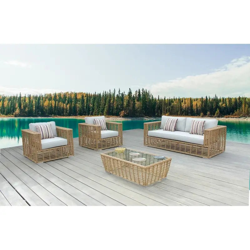 Renava Ko Tao Outdoor Glass & Wicker Coffee Table