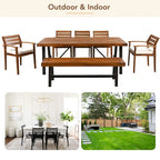 7-Pieces Outdoor Wood Dining Set with Removable Cushions and Bench