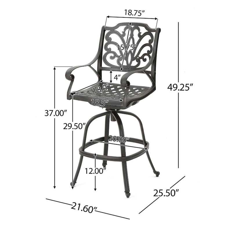 Cast Aluminium Swivel Bar Stool