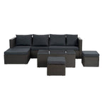 7 PCS Set Wicker Seasonal PE Wicker Sofa with Lounger Sofa