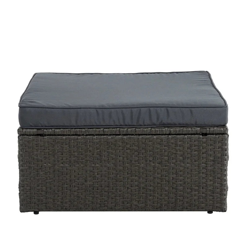 7 PCS Set Wicker Seasonal PE Wicker Sofa with Lounger Sofa