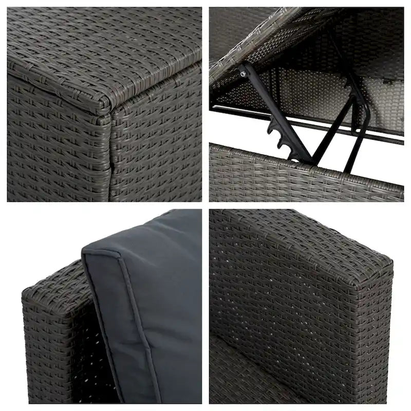 7 PCS Set Wicker Seasonal PE Wicker Sofa with Lounger Sofa